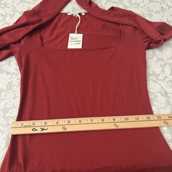 Reformation Coen Jersey Knit Long Sleeve Square Neck Mini Dress Size XS - Picture 10 of 12